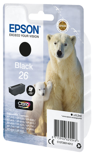 Cartouche d'origine Epson C13T26014022 / 26 - noire