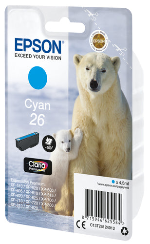 Cartouche d'origine Epson C13T26124012 / 26 - cyan