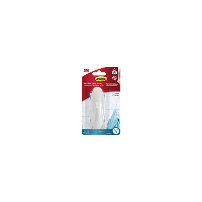 3M Command Crochet pour salle de bain design, blanc