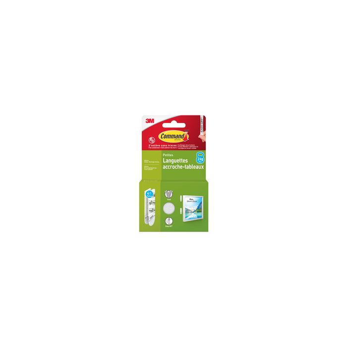 3M Command Languettes accroche-tableaux, taille: S, blanc