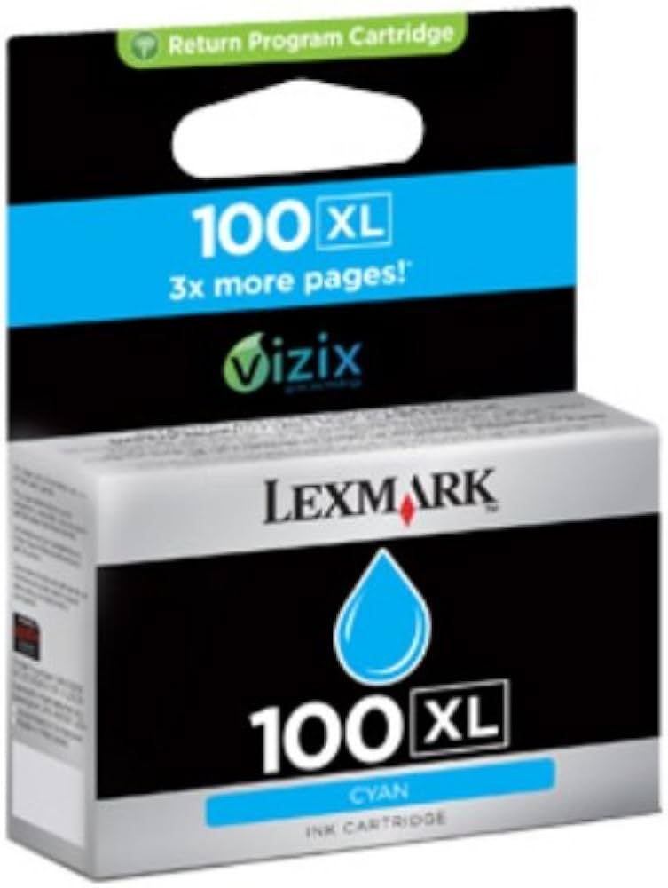 Cartouche Jet d'encre de Marque Lexmark 14N1069E Type 100XL Cyan grande capacité (600 pages)