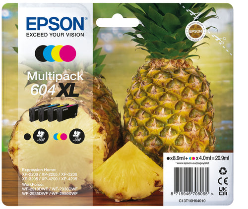 Cartouches compatibles premiums Epson C13T10H64010 / 604XL - multipack 4 couleurs : noire, cyan, magenta, jaune