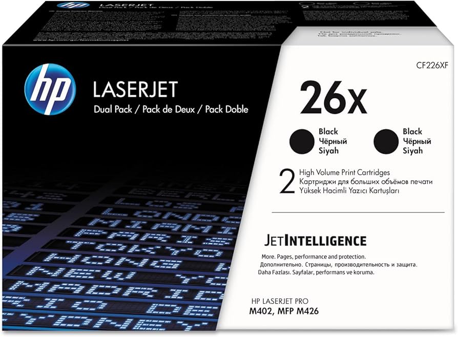 LOT Pack 2 Cartouches de marque HP 26X de Toner Noir 2x 9 000 pages