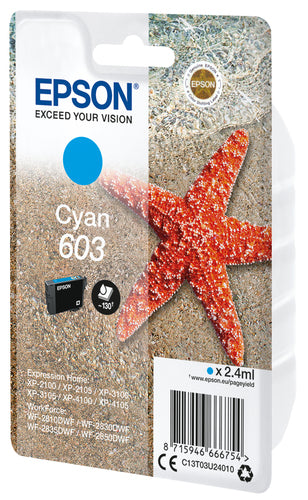 Cartouche d'origine Epson C13T03U24020 / 603 - cyan