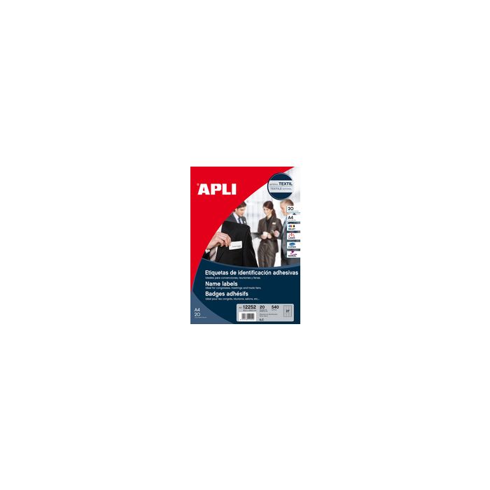 APLI Badges adhésifs, en papier structuré, blanc