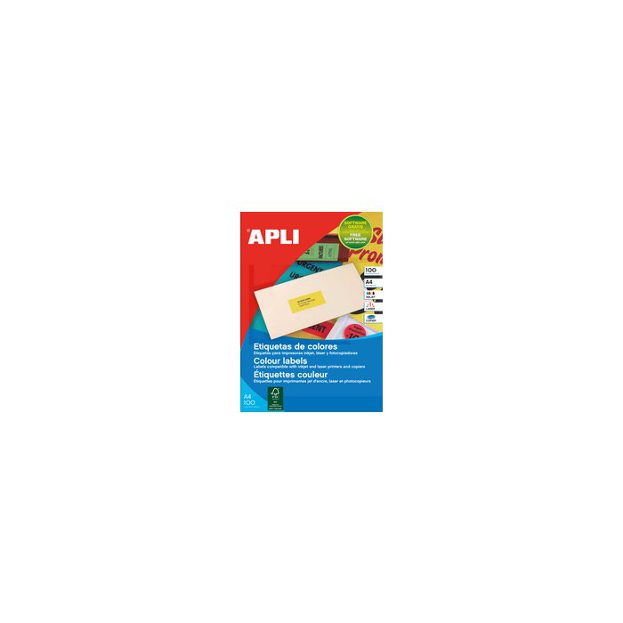 APLI Etiquette d'adresse, 63,5 x 38,1 mm, jaune