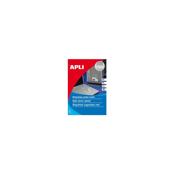 APLI Etiquette polyester, résistant, rond, argent mat