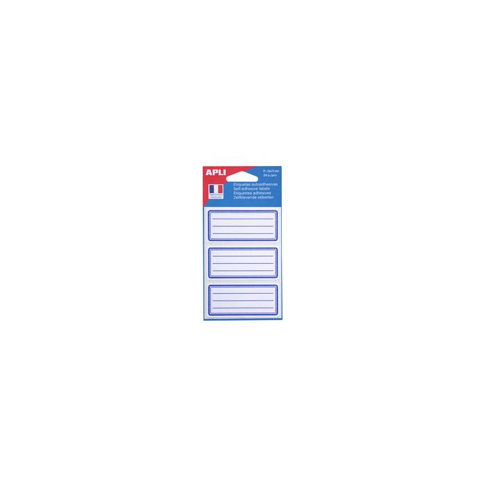 APLI Etiquettes pour livre, blanc/bleu, 34 x 75 mm lignées