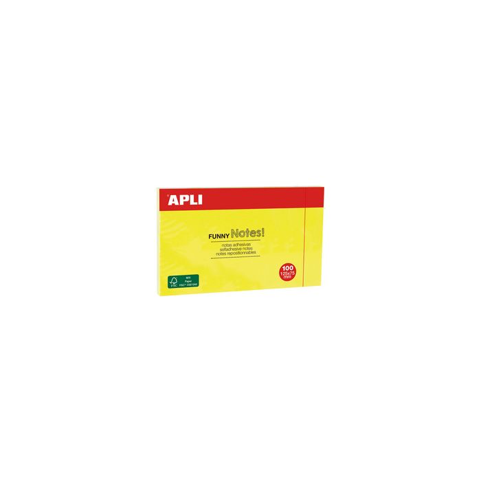 APLI Notes adhésives "FUNNY Notes!", 125 x 75 mm, jaune fluo