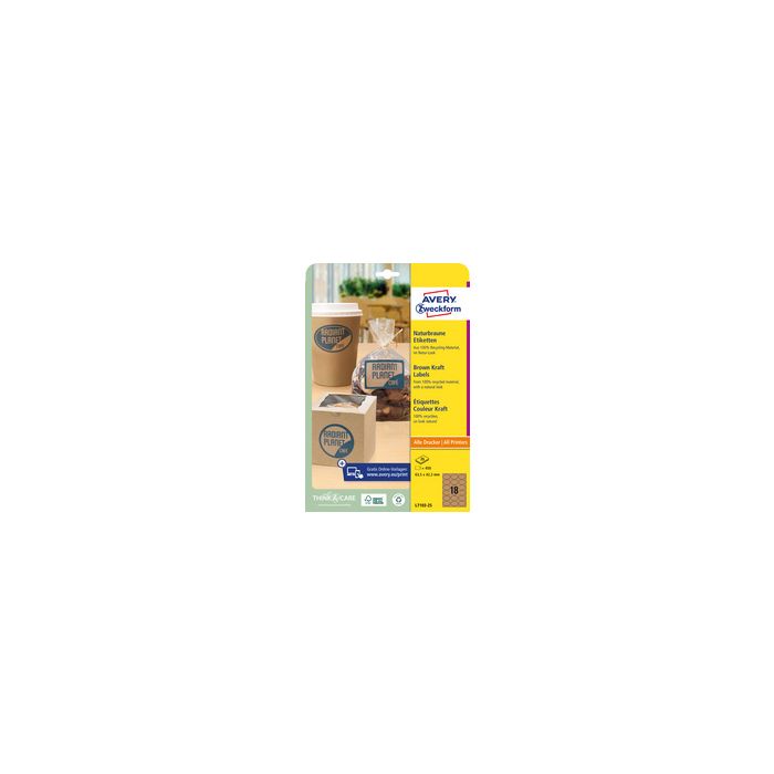 AVERY Zweckform Etiquette couleur Kraft, 63,5 x 42,3 mm