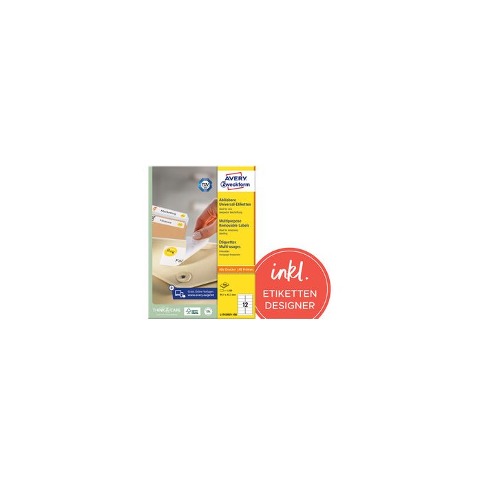 AVERY Zweckform Etiquette universelle, 63,5 x 29,6 mm, blanc