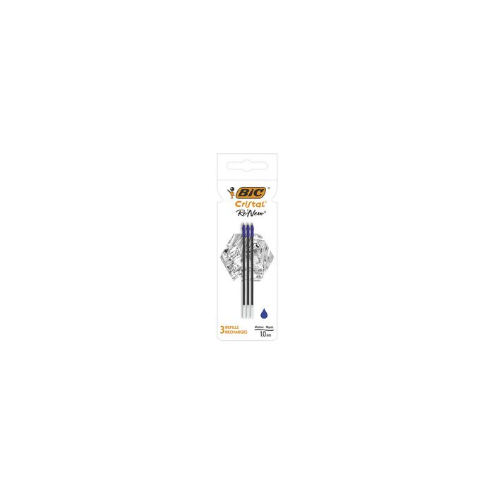 BIC Recharge pour stylo à bille Cristal RE'NEW, S, bleu