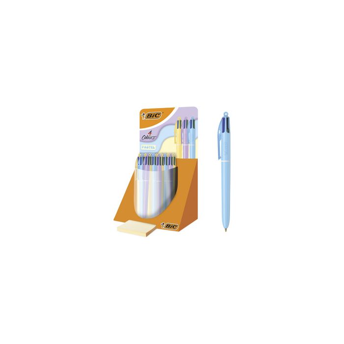 BIC Stylo à bille 4 Colours Pastel, présentoir de 30