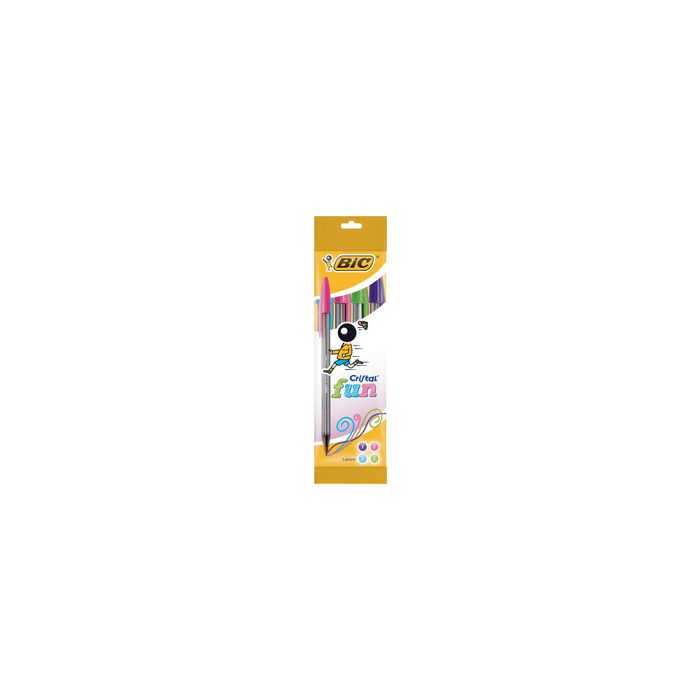 BIC Stylo à bille Cristal Fun, étuit carton de 4