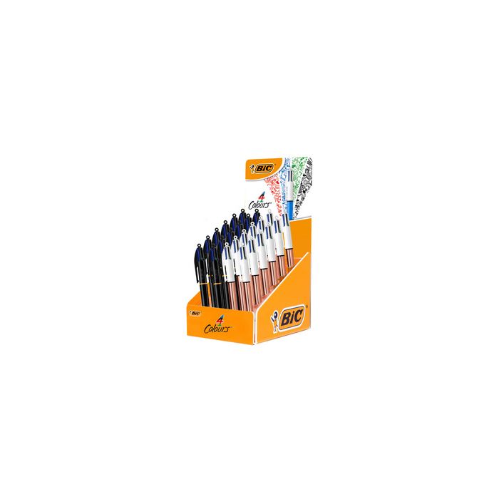BIC Stylo à bille rétractable 4 Colours, présentoir de 24