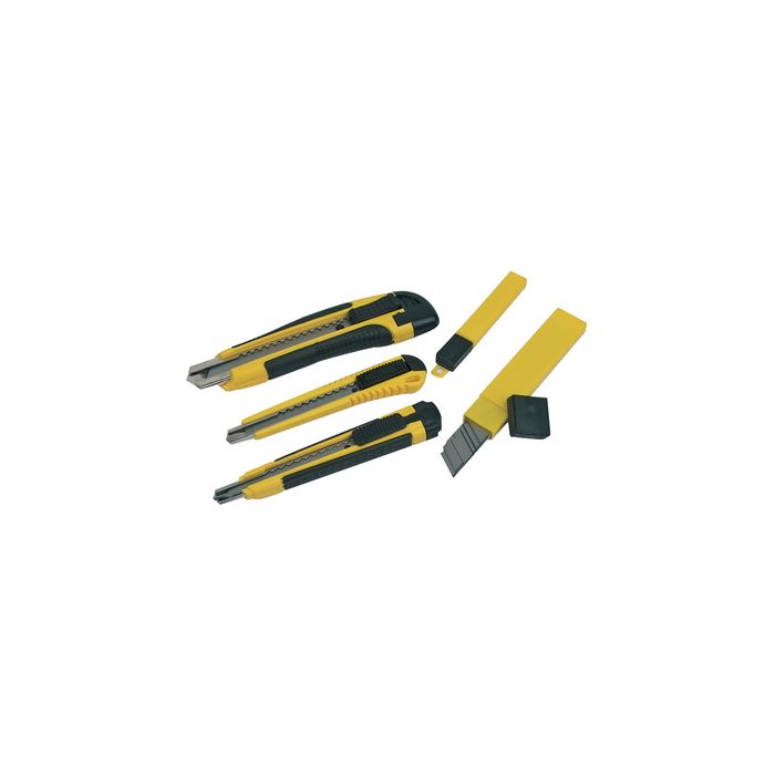 BRÜDER MANNESMANN Kit de cutters, 3 pièces, noir / jaune