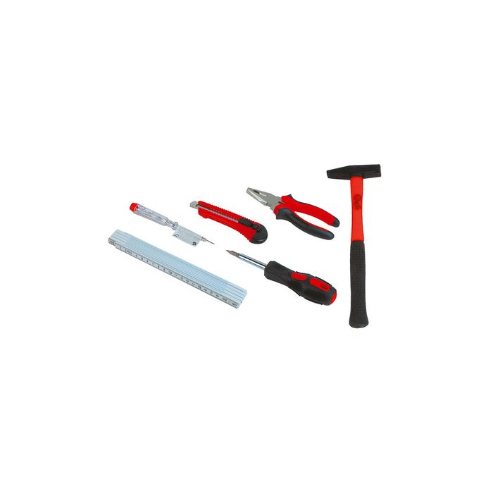 BRÜDER MANNESMANN Sac avec kit d'outils 7 pièces, noir/rouge