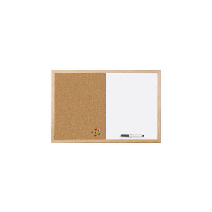 Bi-Office Tableau mixte, cadre en bois, (L)600 x (H)400 mm