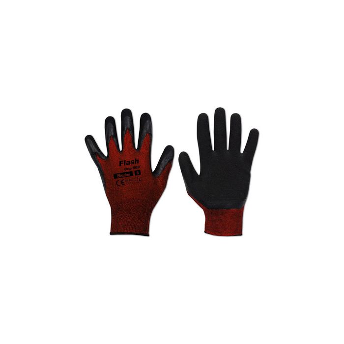 Bradas Gants de travail Flash Grip RED, noir/rouge, S