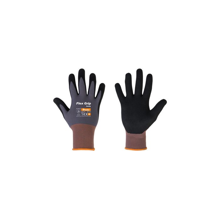 Bradas Gants de travail Flex Grip Sandy, noir/gris, XL