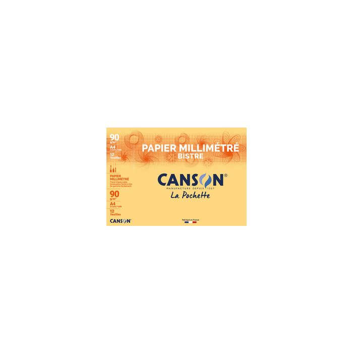CANSON Papier millimétré, A4, 90 g/m2, couleur: bistre