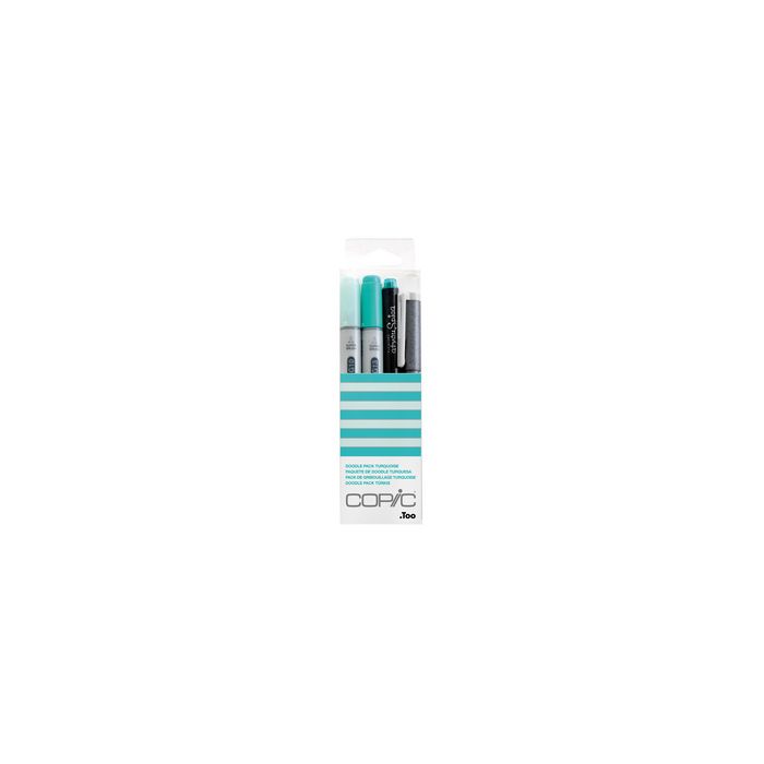 COPIC Marqueur ciao, kit de 4 "Doodle Pack Turquoise"