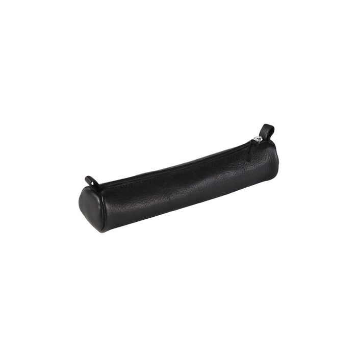 Clairefontaine Trousse ronde, cuir noir vieilli