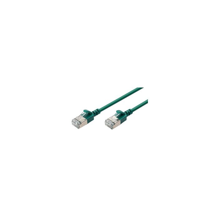 DIGITUS Câble de brassage Slim, cat. 6A, F/FTP, 1,0 m, vert