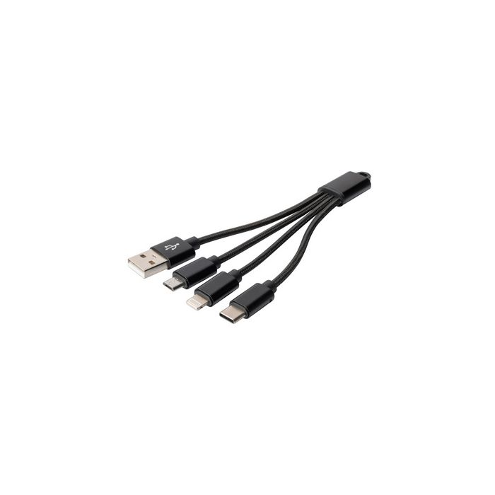 DIGITUS Câble de charge 3-en-1, USB A-Lightning + Micro USB