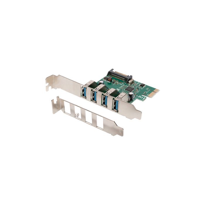 DIGITUS Carte réseau PCI Express USB 3.0, 4 ports, 5 Gbit/s.