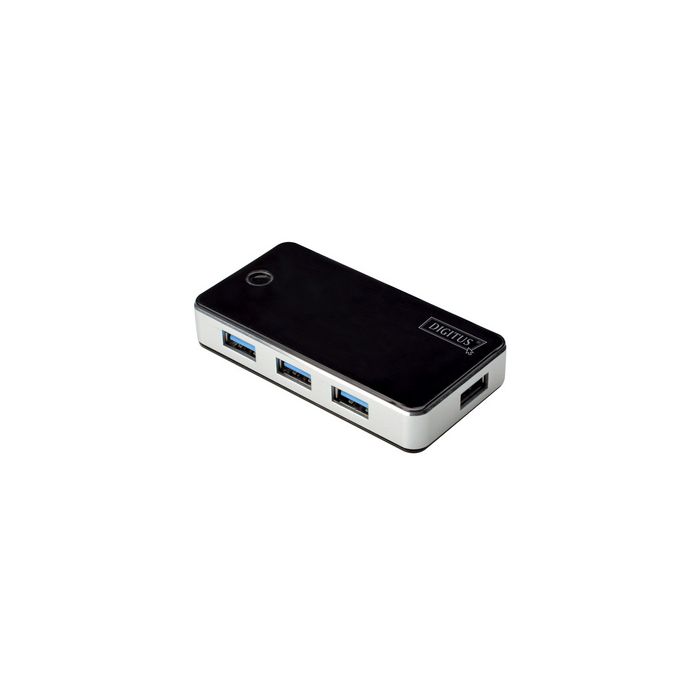 DIGITUS Hub USB 3.0, 4 ports, bloc d'alimentation incl, noir