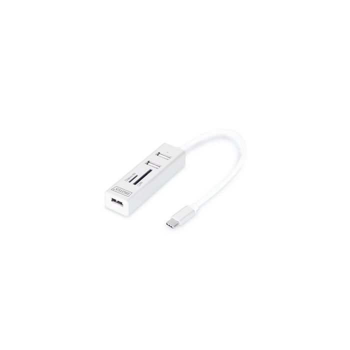 DIGITUS Hub USB-C stéréo OTG 3 ports / lecteur de cartes SD