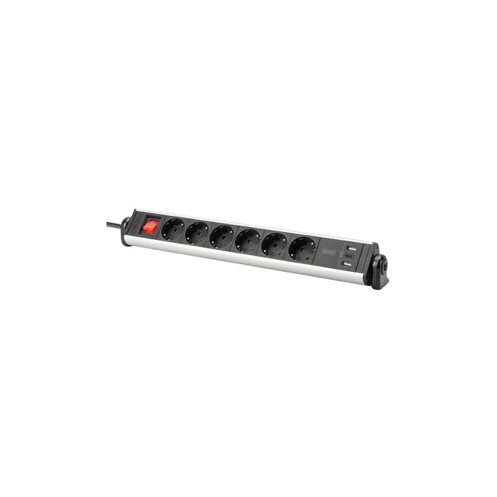 DIGITUS Office-Steckdosenleiste, 6-fach, 3x USB, Schalter