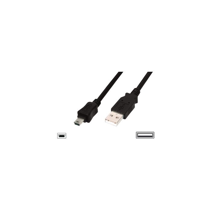 DIGITUS mini câble USB 2.0, USB-A - mini USB-B de 5 broches,