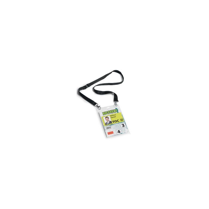 DURABLE Badge évènementiel, avec ruban en tissu, A6, noir