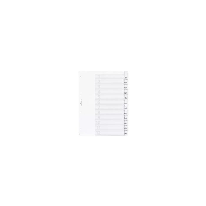 DURABLE Intercalaires en plastique, A4, 12 touches, trans.