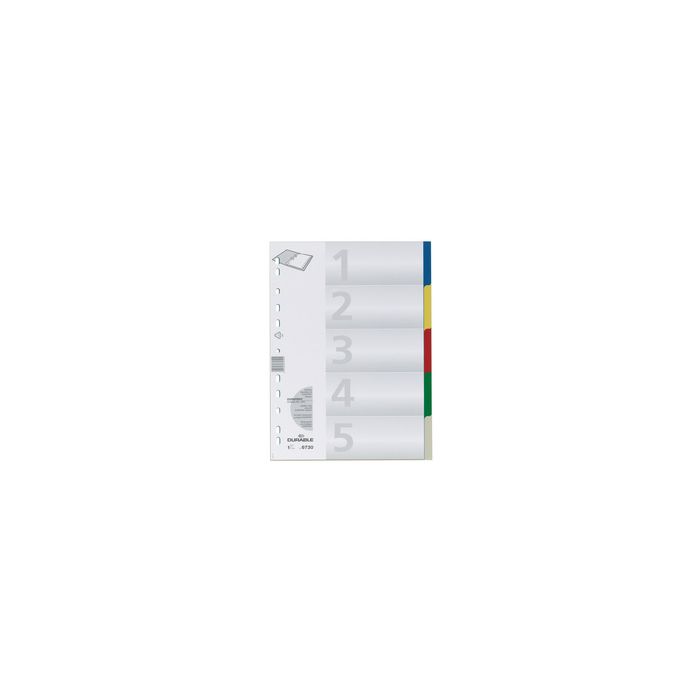 DURABLE Intercalaires en plastique, A4, PP, 5 touches