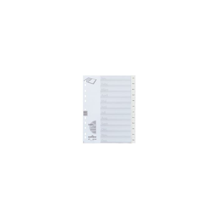 DURABLE Kunststoff-Register, Monate, A4, Januar - Dezember