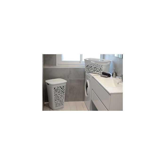 EDA Panier à linge ALMERIA, avec couvercle, 60 L, blanc