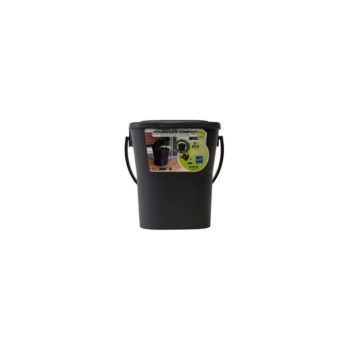 EDA Poubelle à compost, 6 litres, anthracite