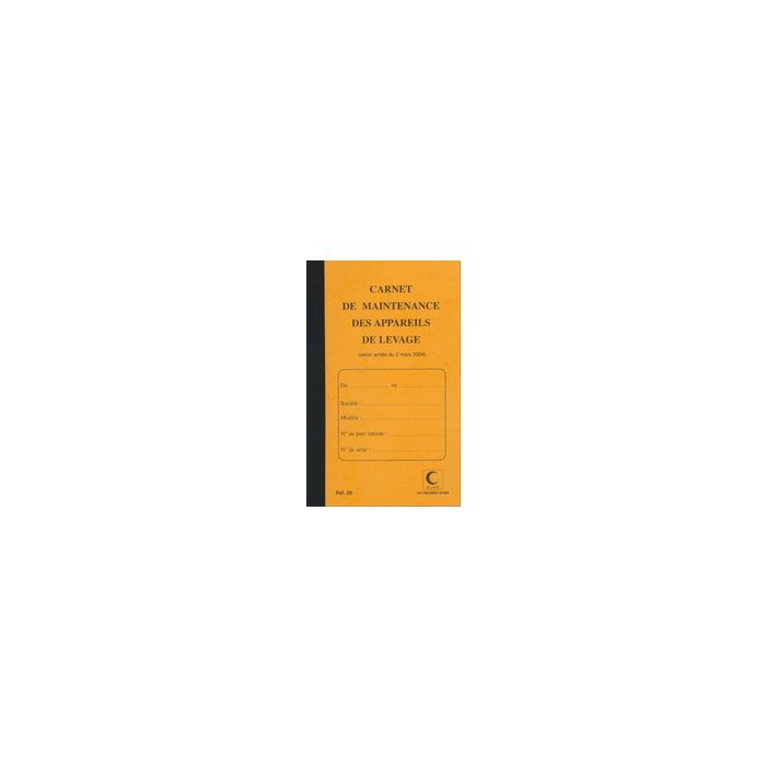 ELVE Carnet de maintenance "Appareil de levage", 32 pages x5