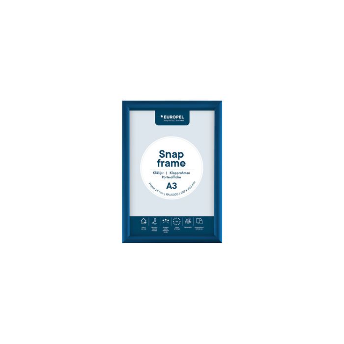 EUROPEL Cadre porte-affiche premium, A3, 25 mm, bleu