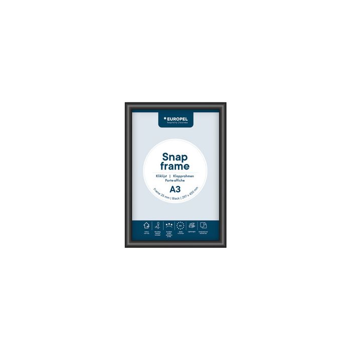 EUROPEL Cadre porte-affiche premium, A3, 25 mm, noir
