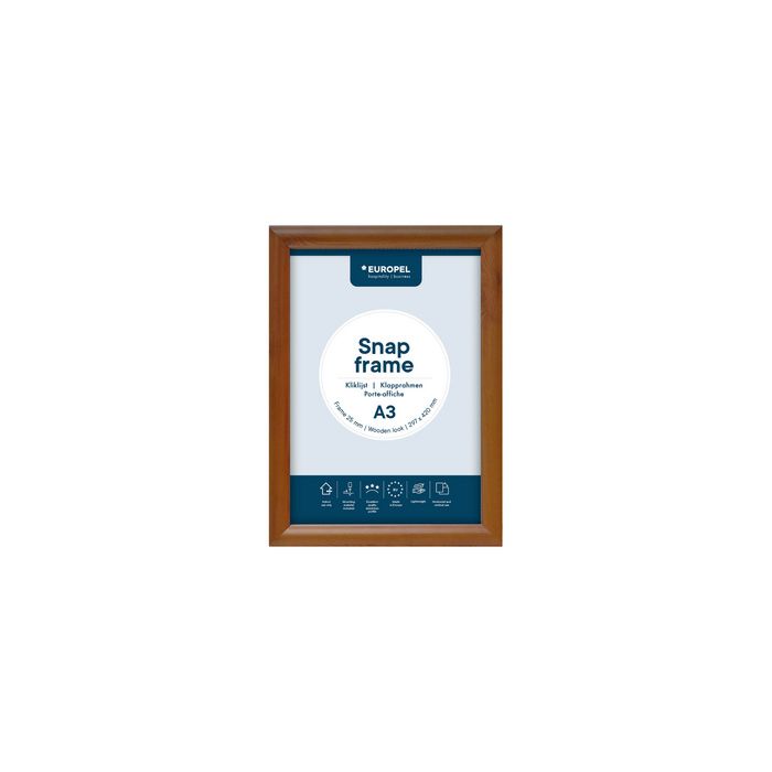 EUROPEL Cadre porte-affiche premium, A4, 25 mm, aspect bois