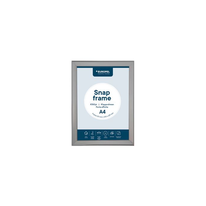EUROPEL Cadre porte-affiche premium, A5, 20 mm, argent