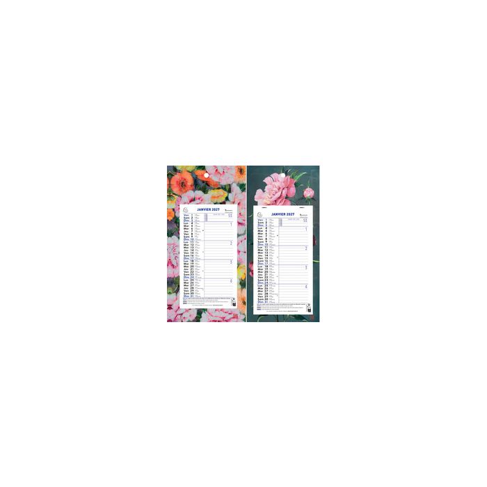 EXACOMPTA Calendrier mural, 130 x 230 mm, 2027, fond Fleurs