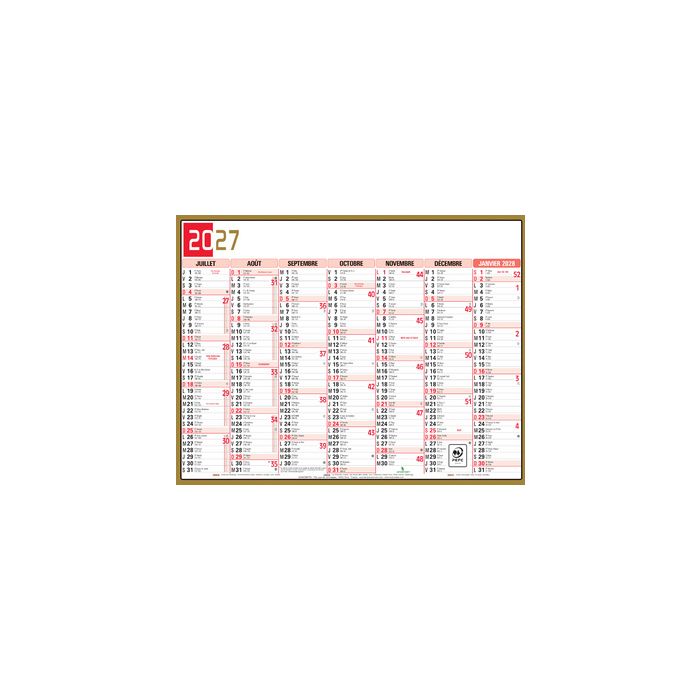 EXACOMPTA Calendrier tricolore neutre, 295 x 220 mm, 2027