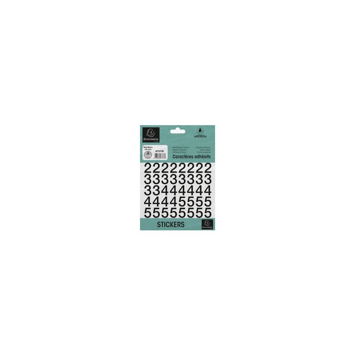 EXACOMPTA Chiffres auto-adhésifs 0-9, 50 mm, noir