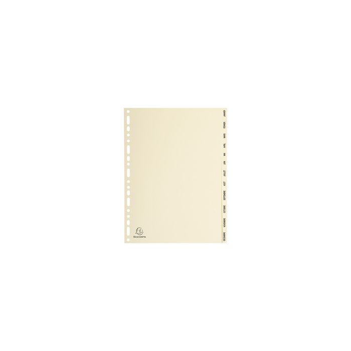 EXACOMPTA Intercalaires carte peau, A4, mensuel Jan-Déc