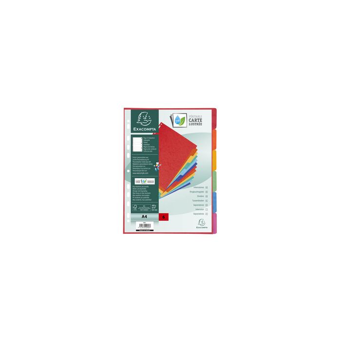 EXACOMPTA Intercalaires en carton, A4+, 6 touches